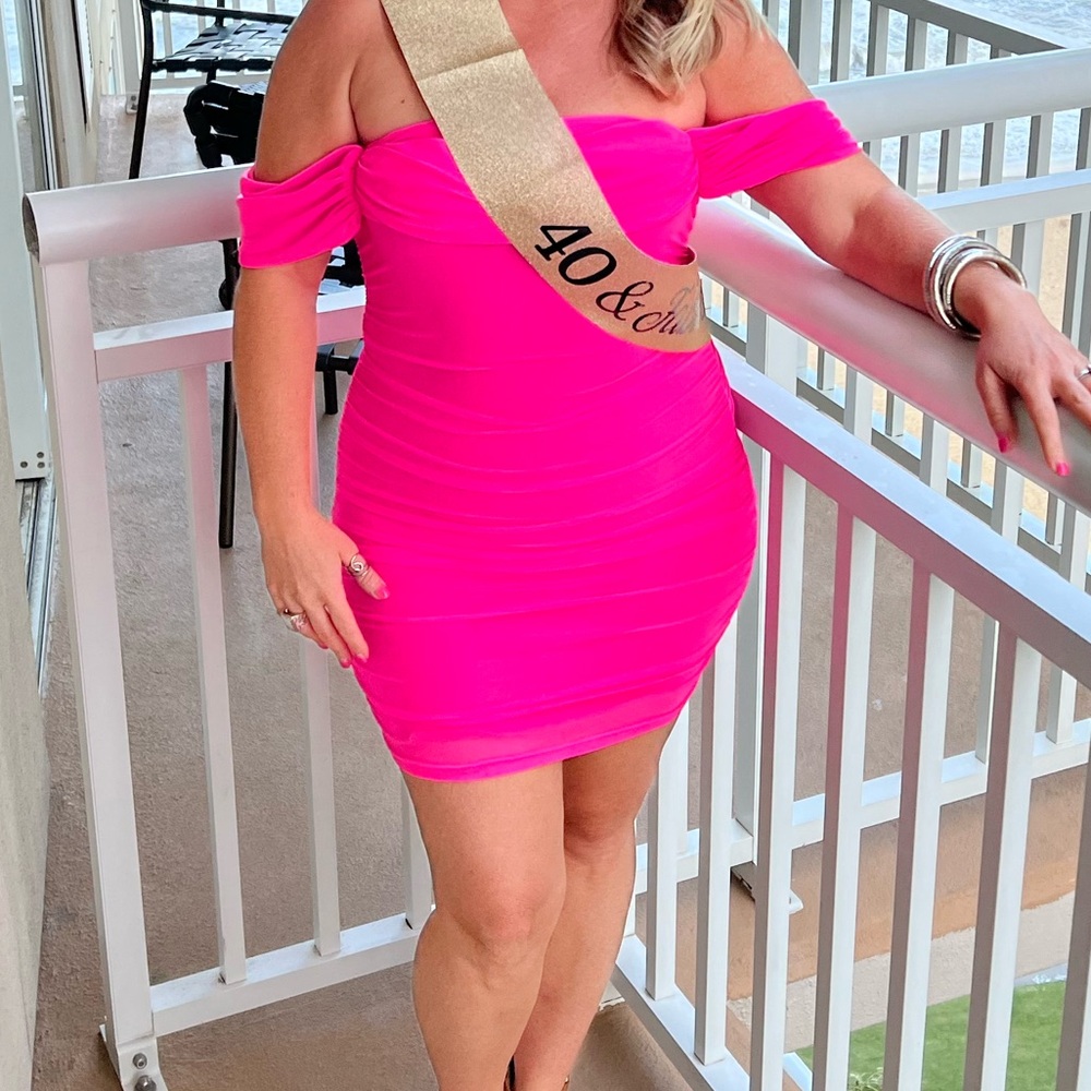 Vibrant Pink Ruched Dress